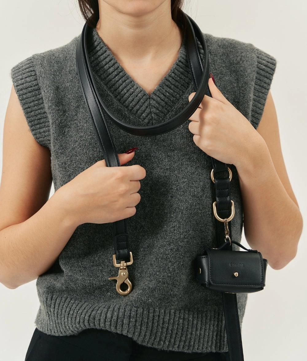 Porte-sac en cuir végétalien noir, Jala