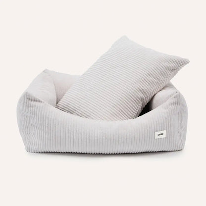 Lit pour chien en velours côtelé blanc os, Snozy