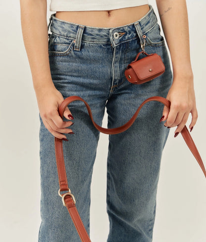 Porte-sac en cuir végétalien marron, Jala